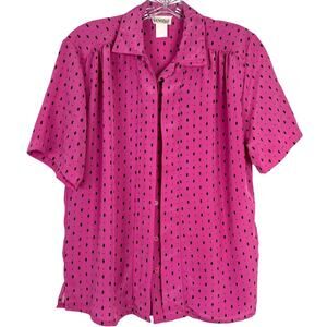 Vintage Premiere of California Women's Blouse Pink and Black Rockabilly 80's Top